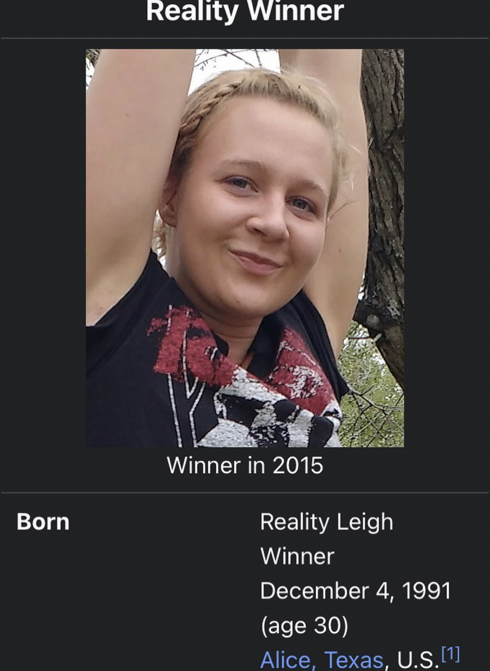 Astrology - Born Reality Winner Winner in 2015 Reality Leigh Winner age 30 Alice, Texas, U.S.1